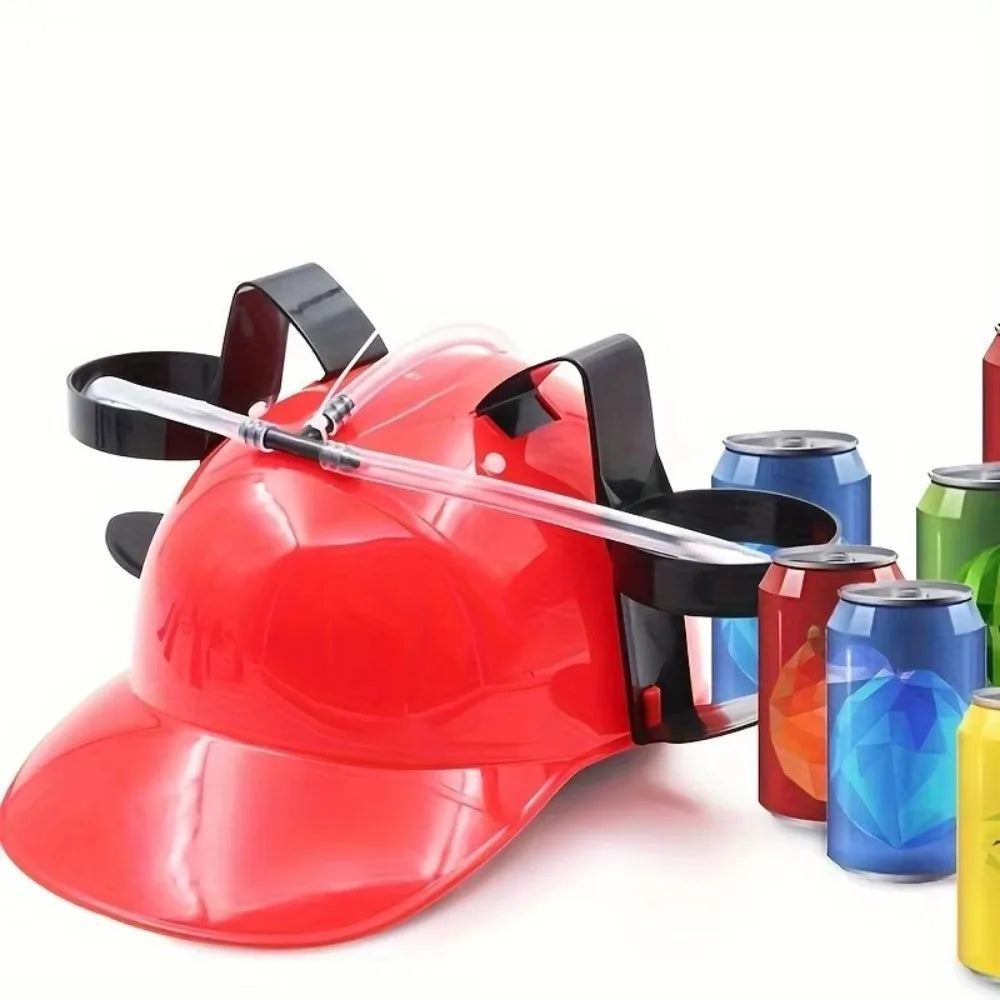Plastic  Drinking  Helmet  With straw